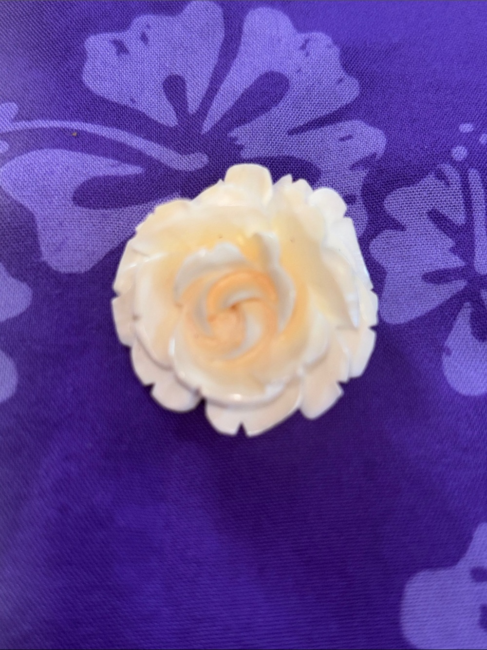 Estate White carved ivory bone rose brooch wedding jewelry